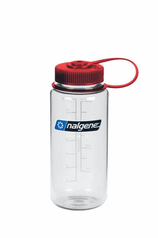 Nalgene Wide Mouth 16oz BPA Free Tritan Water Bottle Clear w/Red Lid
