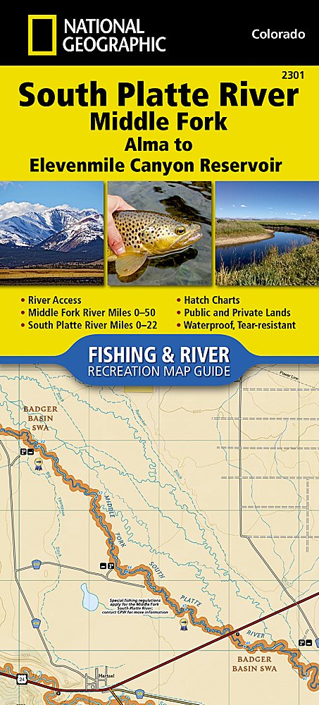 National Geographic South Platte River Middle Fork Fishing Recreation Map Guide