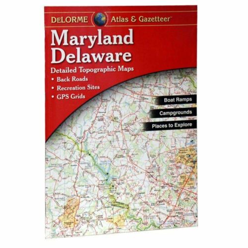 Delorme Delaware DE / MD Atlas & Gazetteer Map Newest Edition Topo / Road Maps