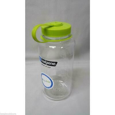 Nalgene Wide Mouth 32oz BPA Free Tritan Water Bottle Clear w/Green Lid