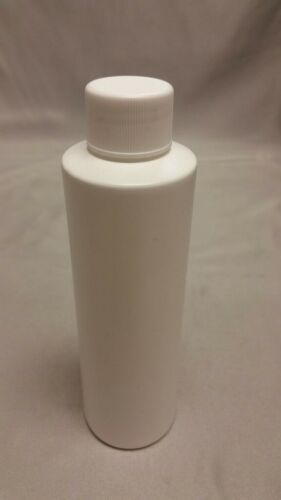 Cylinder Round Ultralight HDPE Plastic Storage Bottle w/Lid 6oz White