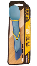 Load image into Gallery viewer, UCO Switch Spork Utensil Set w/Tether Classic Blue (Blue/Teal) F-SP-SWITCH
