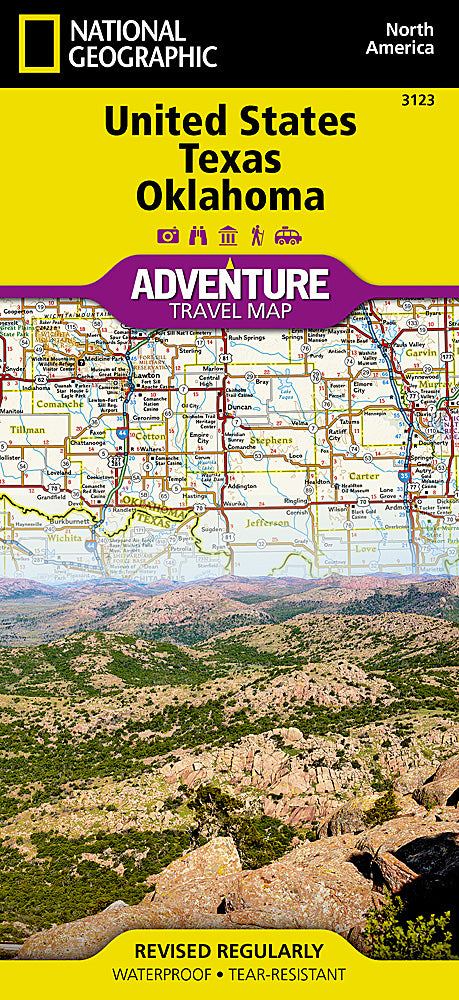 National Geographic Adventure Map US Texas TX & Oklahoma OK AD00003123