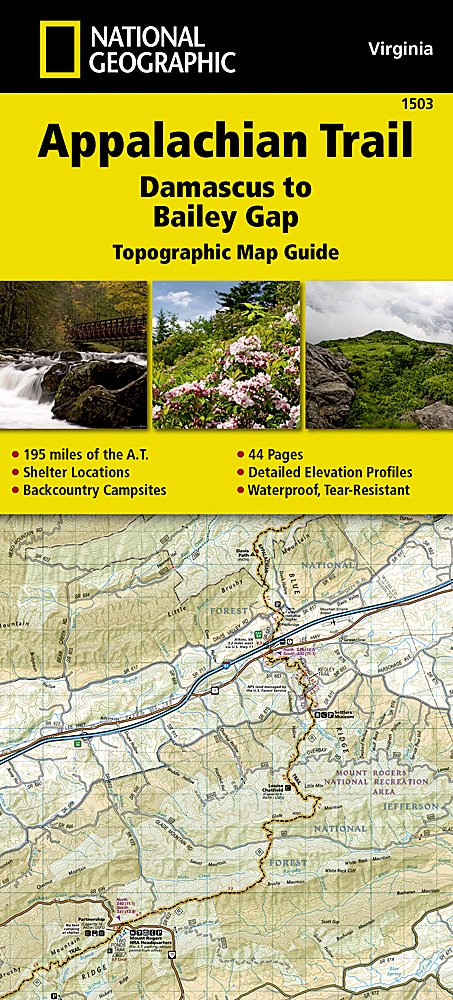 National Geographic Appalachian Trail Map Guide VA Damascus to Bailey Gap TI00001503