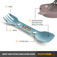 Load image into Gallery viewer, UCO Utility Spork Fork-Spoon-Knife Combo 7&#39;&#39; Utensil Stone Blue F-SP-UT-BULK
