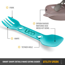Load image into Gallery viewer, UCO Utility Spork Fork-Spoon-Knife Combo 7&#39;&#39; Utensil Turkish Teal F-SP-UT-BULK
