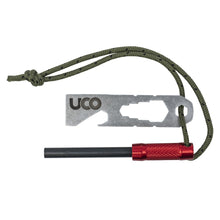 Load image into Gallery viewer, UCO Survival Fire Striker Ferro Rod Multi-Tool Red w/Lanyard MT-FS-SVKIT
