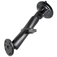 Load image into Gallery viewer, RAM Mount Twist Lock Suction Cup Mount w/Long Double Socket Arm &amp; 2.5&quot; Round Base - AMPS Hole Pattern (9&quot; Length) [RAM-B-166-C-202U]
