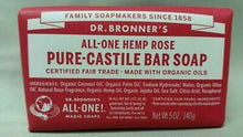 Load image into Gallery viewer, Dr Bronner&#39;s / Bronners Hemp Rose Scent Pure-Castile Magic Bar Soap Organic
