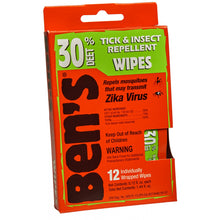 Load image into Gallery viewer, Ben&#39;s 30% DEET Wilderness Repellent Wipes 12-Pack 0006-7085
