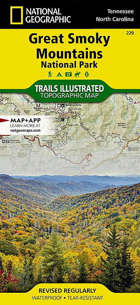 National Geographic Trails Illustrated TN/NC Great Smoky Mtns Nat Park Map TI00000229