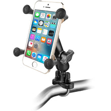 Load image into Gallery viewer, RAM Mount Handlebar Rail Mount w/Zinc Coated U-Bolt Base and Universal X-Grip Cell/iPhone Cradle [RAM-B-149Z-UN7U]
