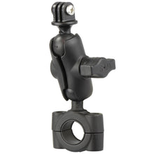 Load image into Gallery viewer, RAM Mount RAM Torque 3/4&quot; - 1&quot; Diameter Handlebar/Rail Base with 1&quot; Ball, SHORT Arm and GoPro/Action Camera Mount [RAM-B-408-75-1-A-GOP1U]
