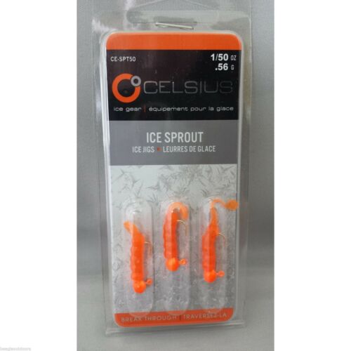 Celsius Ice Sprout 1/32 Jig head with Tail Orange CE-SPT32ORG Fishing Lure 3-PK