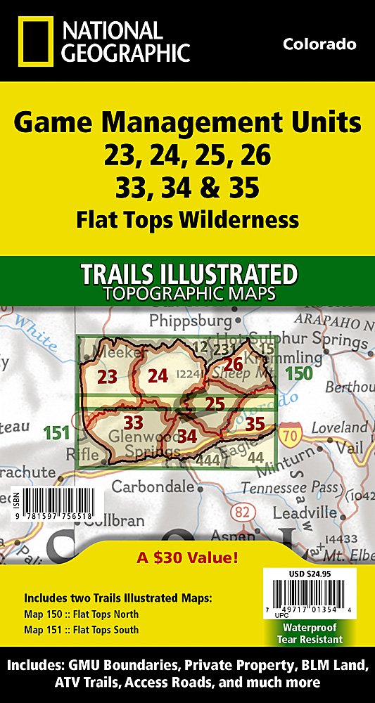 National Geographic CO Flat Tops Wilderness GMU Map Pack Bundle TI1021179B