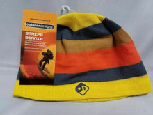 Load image into Gallery viewer, Outdoor Designs Knitted Stripe Beanie Hat w/Fleece 100 Headband - Sunset Color
