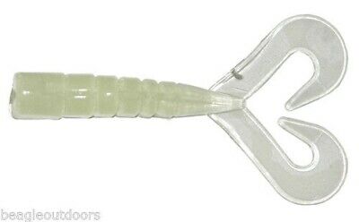 Charlie's Worms 3'' Twin Tail Shrimp Fishing Lure Pearl White Glow 8-Pack 51705