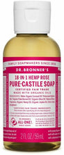 Load image into Gallery viewer, Dr Bronner&#39;s / Bronners 18-In-1 Hemp Rose Scent Pure-Castile Soap 2 oz Organic
