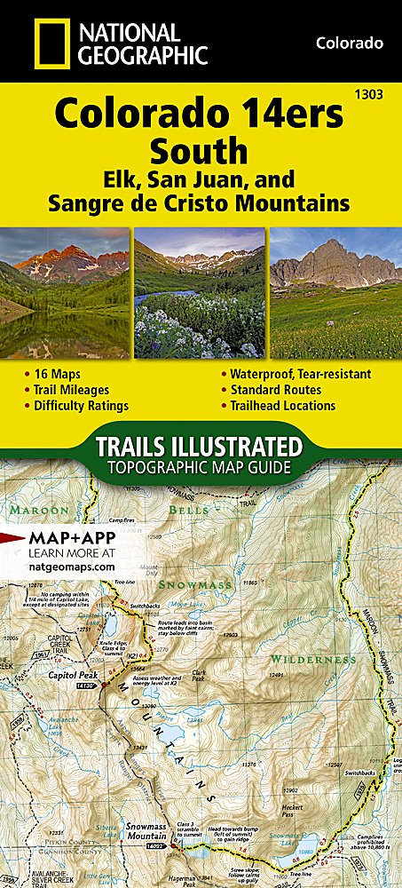 National Geographic TI Colorado 14ers South Topographic Map Guide TI00001303