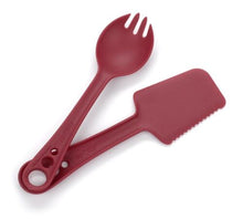 Load image into Gallery viewer, Guyot Designs Microbites Utensils 5-In-1 Spoon-Fork-Knife-Spatula-Spreader Red
