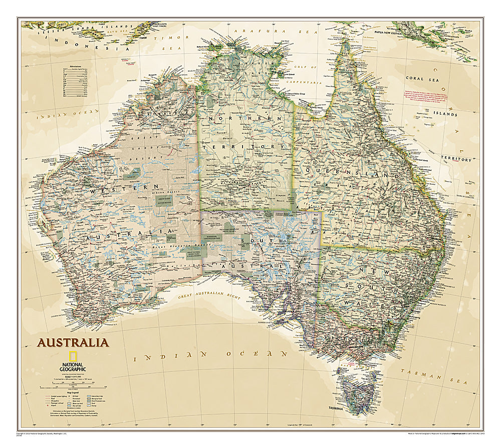 National Geographic Australia Executive Standard Wall Map