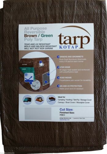 Kotap 8' X 10' Reversible Brown/Green Waterproof Poly Tarp UV Resistant
