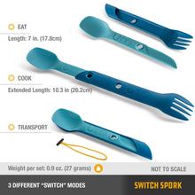 Load image into Gallery viewer, UCO Switch Spork Utensil Set w/Tether Classic Blue (Blue/Teal) F-SP-SWITCH
