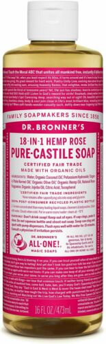 Dr Bronner's / Bronners 18-In-1 Hemp Rose Scent Pure-Castile Soap 16 oz Organic