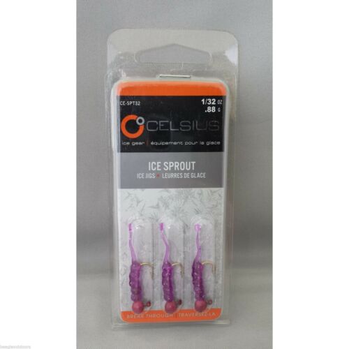 Celsius Ice Sprout 1/32 Jig head with Tail Purple CE-SPT32PUR Fishing Lure 3-PK