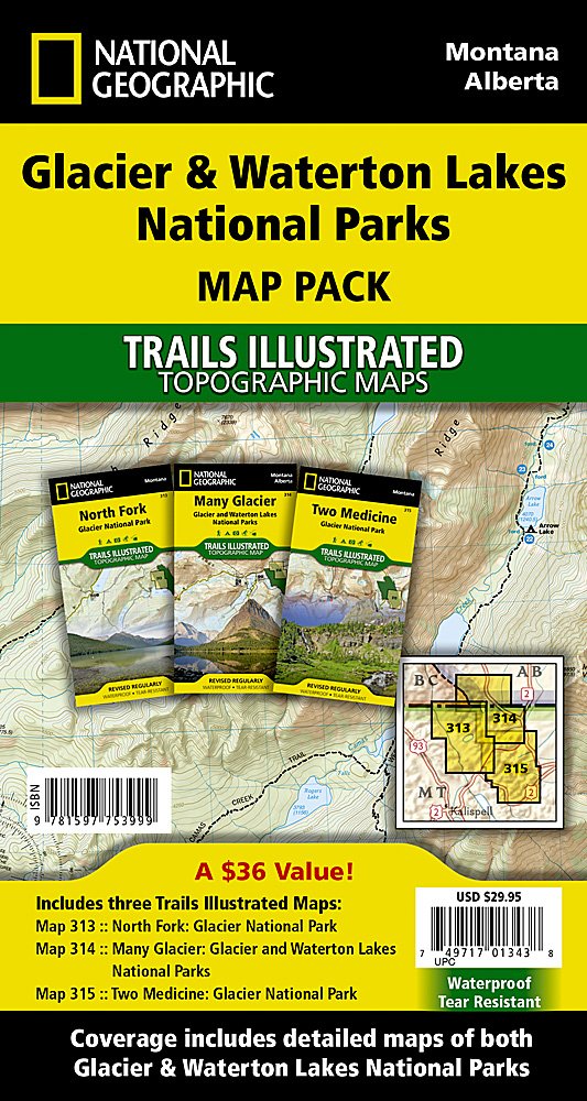 National Geographic MT Glacier Waterton Map Bundle TI01020577B