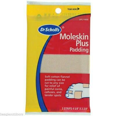 Dr Scholl's Moleskin Plus Padding - Scholls Prevent / Treat Blisters - 3 Strips
