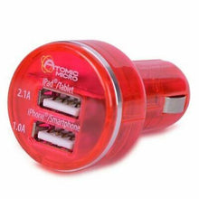 Load image into Gallery viewer, Atomic Micro Red Dual USB Port Car Charger - 2.1A &amp; 1.0A Ports for Phone/Tablet
