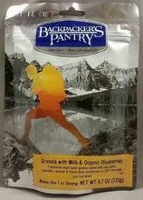 Load image into Gallery viewer, Backpacker&#39;s Pantry Granola w/Milk/Blueberries 1-Serving Freeze Dried Camp Food
