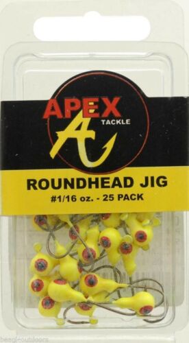 Apex Roundhead Jig 1/16 oz Chartreuse 25-Pack Fishing Lure AP116-25-3