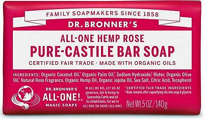 Dr Bronner's / Bronners Hemp Rose Scent Pure-Castile Magic Bar Soap Organic