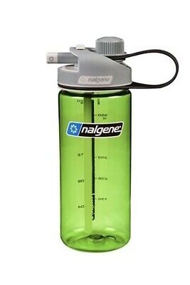 Nalgene Multidrink 20oz Green Bottle w/Gray Cap BPA-Free Wide/Narrow/Straw Lid