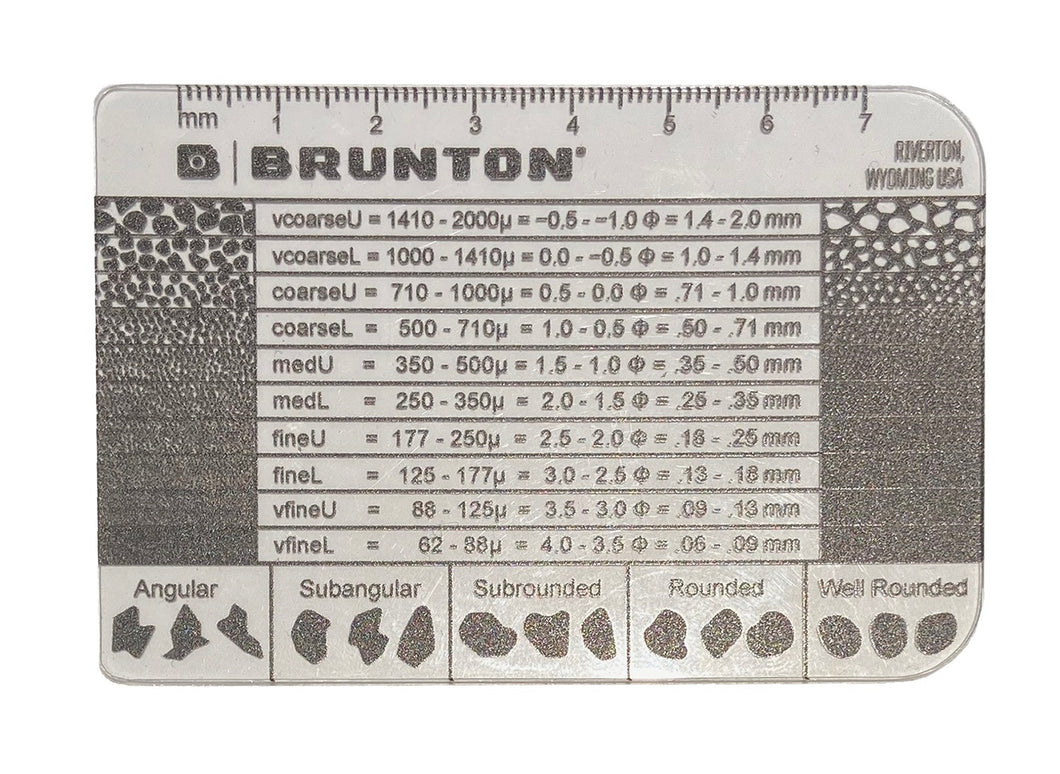 Brunton Grain Size Card Geology Reference Tool F-GRAINCARD