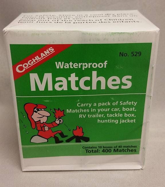 Coghlan's Waterproof Safety Matches - Ten Boxes of 40 matches per box retail pkg 529