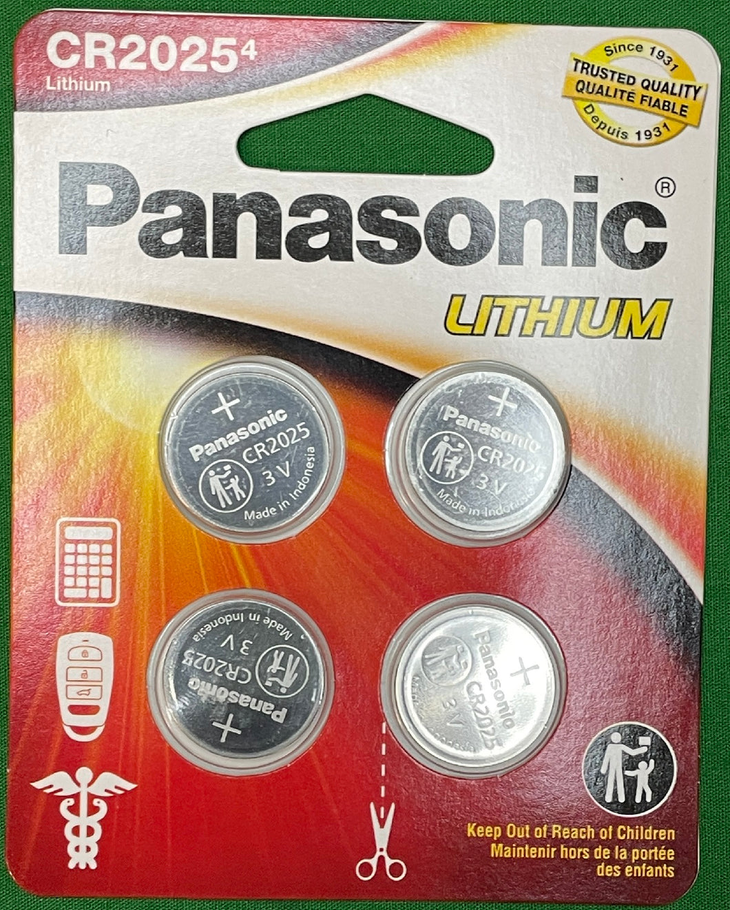 Panasonic CR2025 Lithium Coin Cell 4-Pack 460124