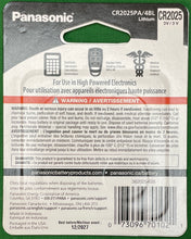 Load image into Gallery viewer, Panasonic CR2025 Lithium Coin Cell 4-Pack 460124
