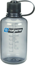 Load image into Gallery viewer, Nalgene Narrow Mouth 16oz BPA Free Tritan Water Bottle Clear Gray w/Black Lid
