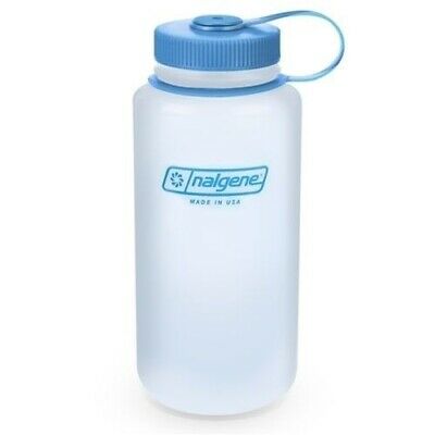 Nalgene Wide Mouth 32oz BPA Free HDPE Loop Top Water Bottle Natural w/Blue Lid