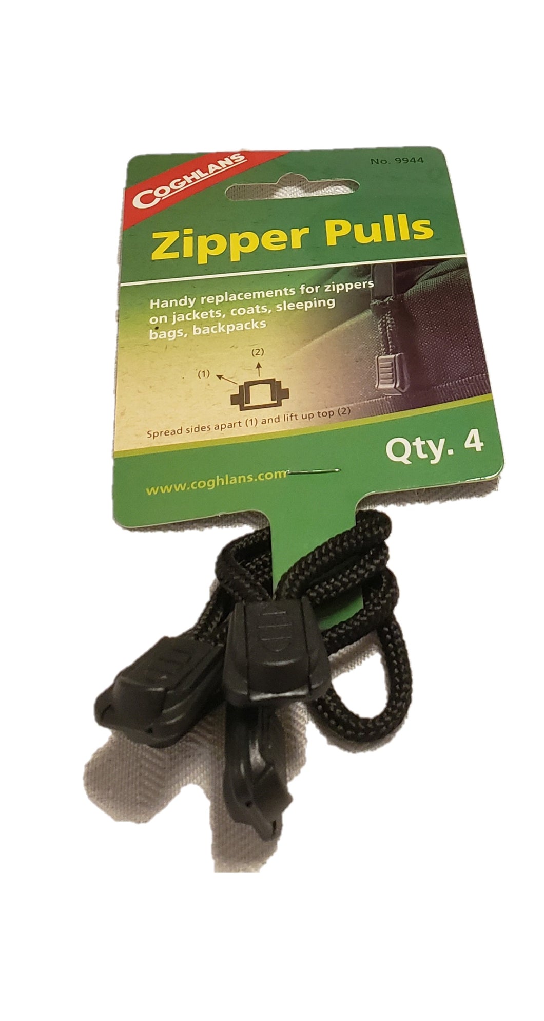 Coghlan's Zipper Pulls 4-Pack Backpacking Camping Fishing Coghlans 9944