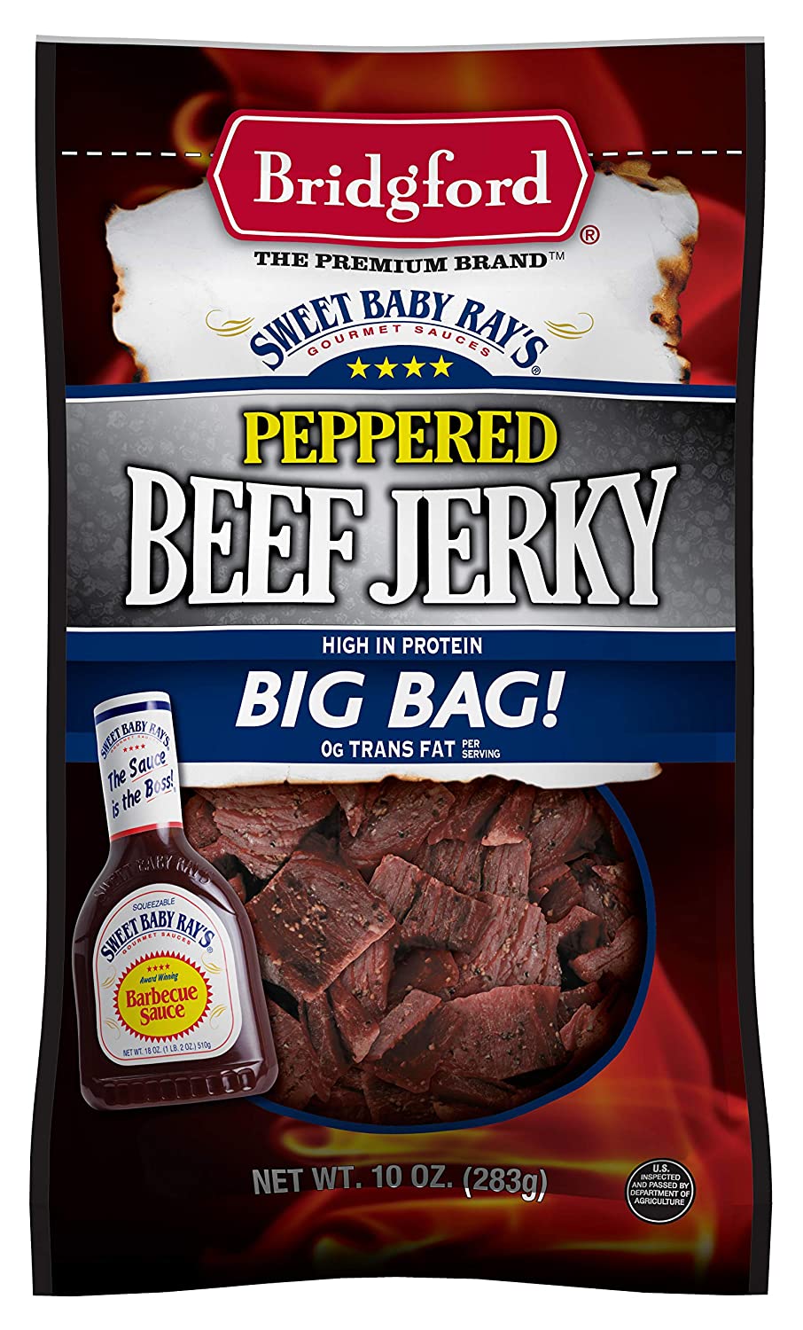 Bridgford Sweet Baby Ray's Beef Jerky Peppered 3.25 oz