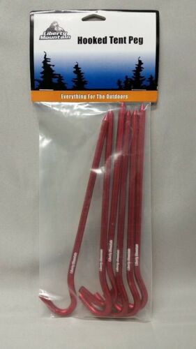 Liberty Mountain Ultralight Hard Anodized Aluminum Hook Stakes Red 6-Pack