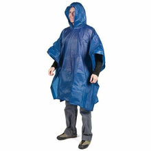 Load image into Gallery viewer, Peregrine Equipment PEVA 52&quot; x 80&quot; Rain Poncho PVC Free w/Snaps &amp; Hood Blue

