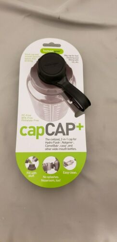 Human Gear CapCAP+ Narrow AND Wide Mouth Bottle Cap Nalgene CamelBak Black/Gray