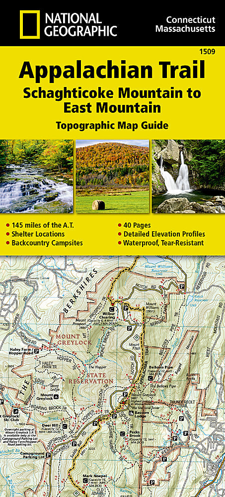 National Geographic Appalachian Trail Map CT MA Schaghticoke Mtn - East Mtn TI00001509