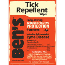 Load image into Gallery viewer, Ben&#39;s Tick Repellent Wipes 12-Pack 0002-2230-1
