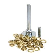 Load image into Gallery viewer, Stansport Brass-Plated Grommet Kit w/20 Metal Grommets, Punch Cutting Tool &amp; Die
